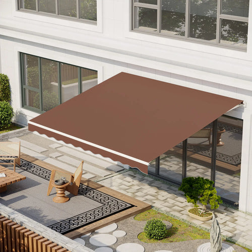13' x 10' Electric Retractable Awning, Sun Shade Shelter with Remote, Manual Crank, Aluminum Frame