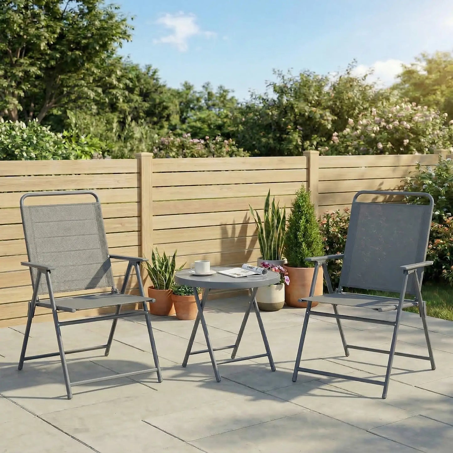 3 Pc Outdoor Bistro Set, Folding Patio Table and Chairs, Tempered Glass Tabletop Bistro Sets at Gallery Canada