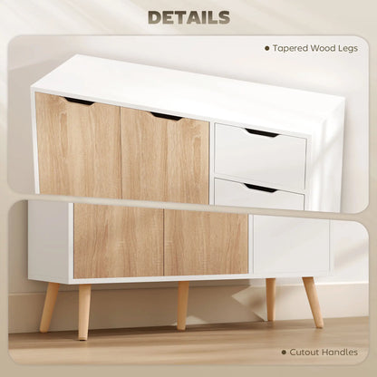 35" Sideboard Storage Cabinet, White and Nature Wood, White, Nature Wood Bar Cabinets at Gallery Canada