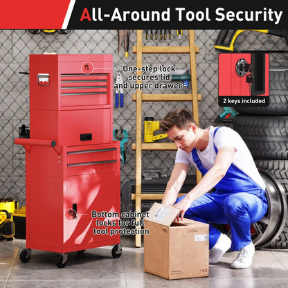 Large Tool Cabinet, 3-in-1 Rolling Chest, Storage Organizer with 6 Drawers, Red Tool Organizers at Gallery Canada