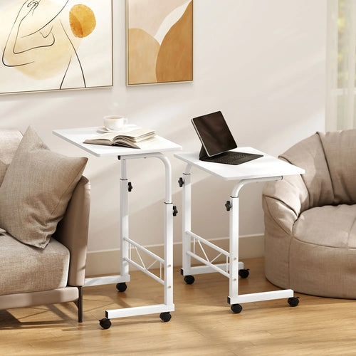 Mobile Standing Desk, Adjustable Height, 23.5 Inch, White