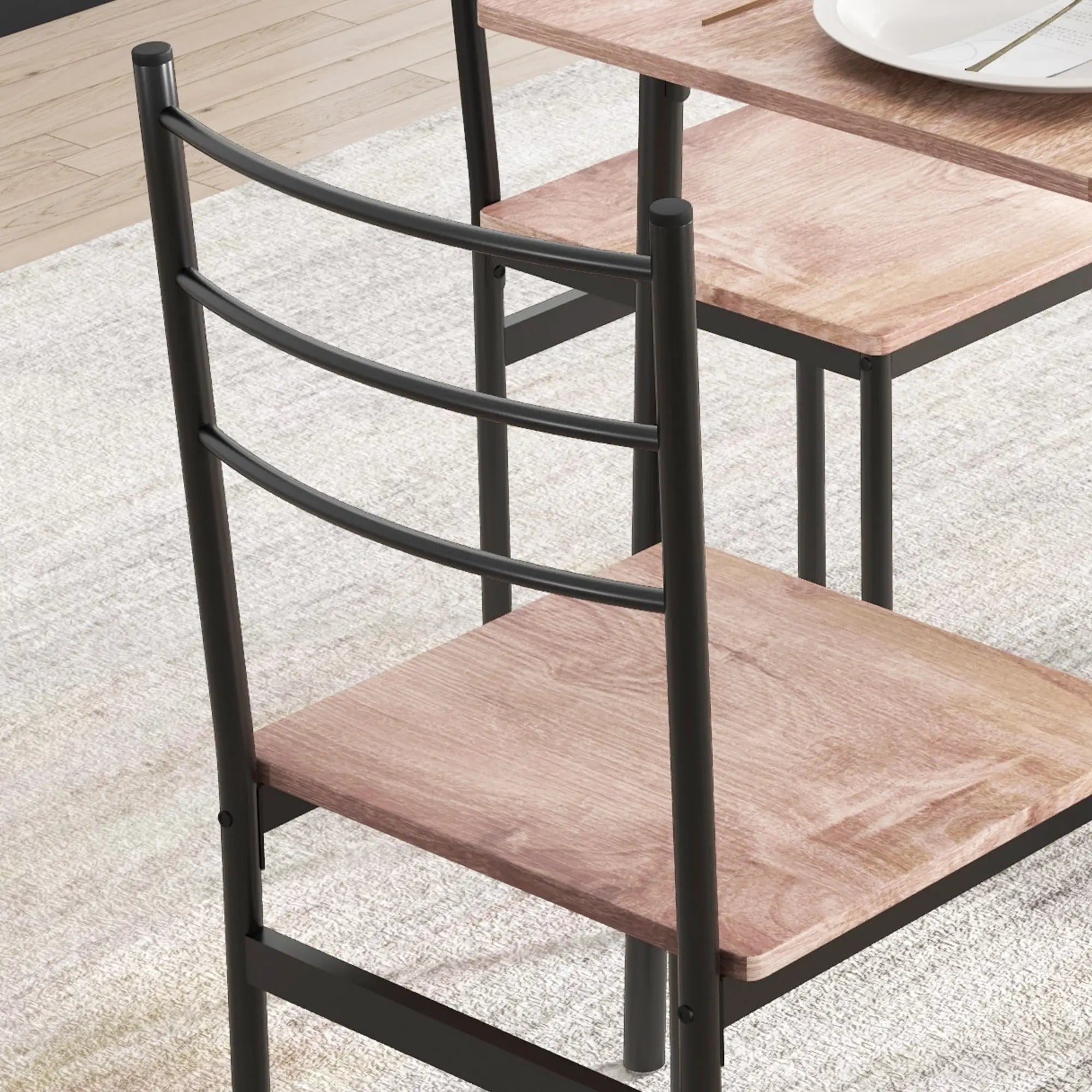 5 Piece Dining Table Set for 4, Space Saving Kitchen Table and 4 Chairs, Rectangle, Steel Frame for Dining Room Bar Sets at Gallery Canada