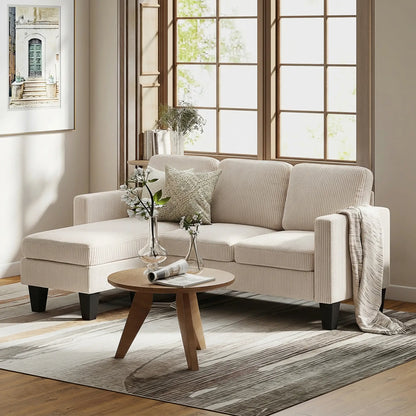L Shaped Sectional Sofa, With Chaise Or Ottoman, Cream White 3-Seater Sofas at Gallery Canada