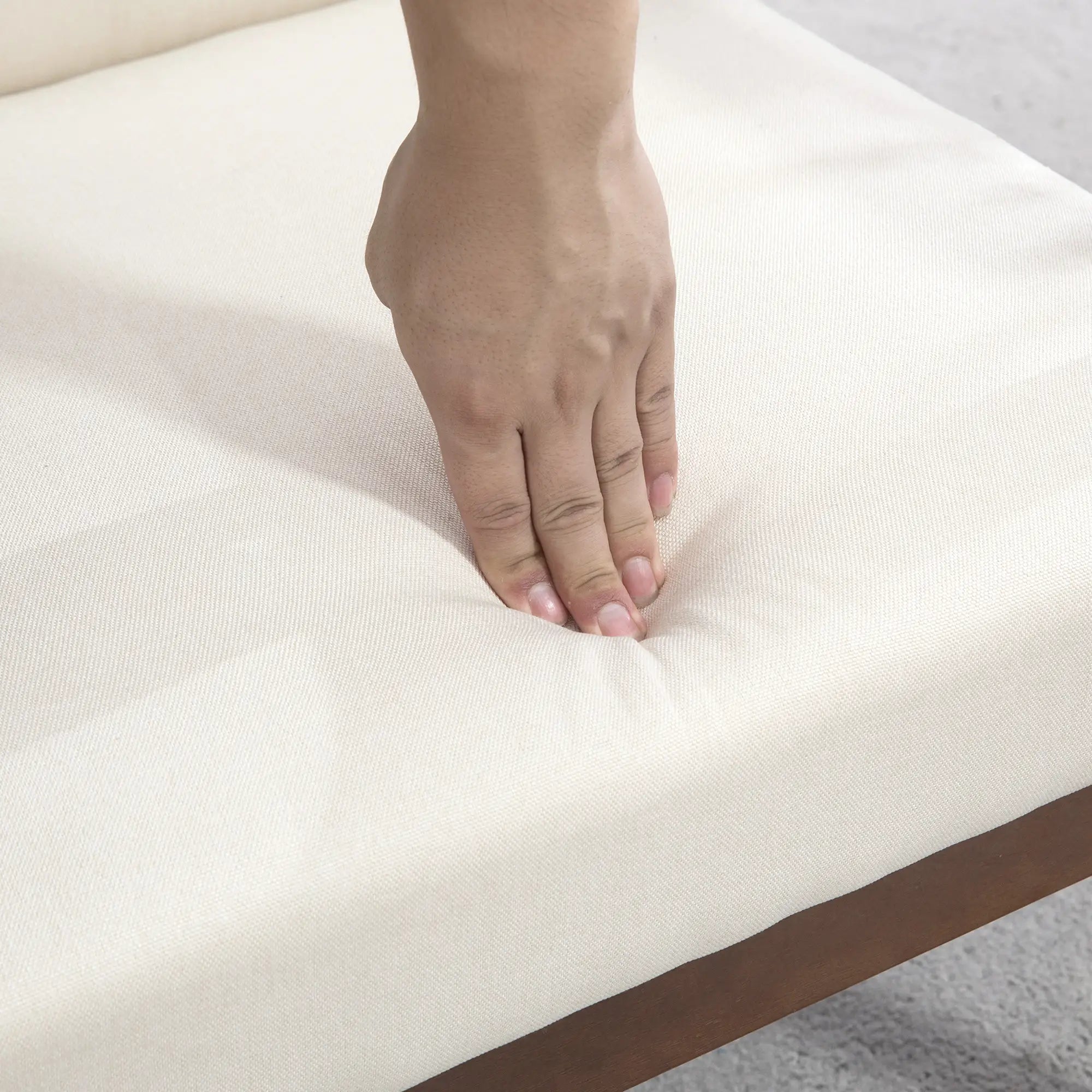 Modern Accent Chair, Cushioned Seat, Linen-Feel Upholstery, Cream White Accent Chairs at Gallery Canada