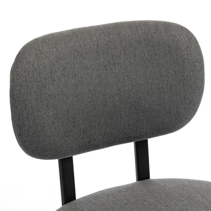 Set Of 2 Upholstered Grey Linen Kitchen Dining Chairs, Grey