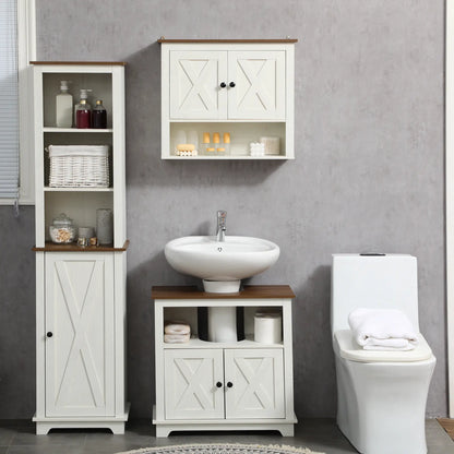 Farmhouse Bathroom Sink Cabinet, Double Door Storage, White Bathroom Cabinets at Gallery Canada