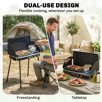 Camping Stove Gas Griddle Combo, 20,000 BTU, Portable, Black Propane Gas Grills at Gallery Canada