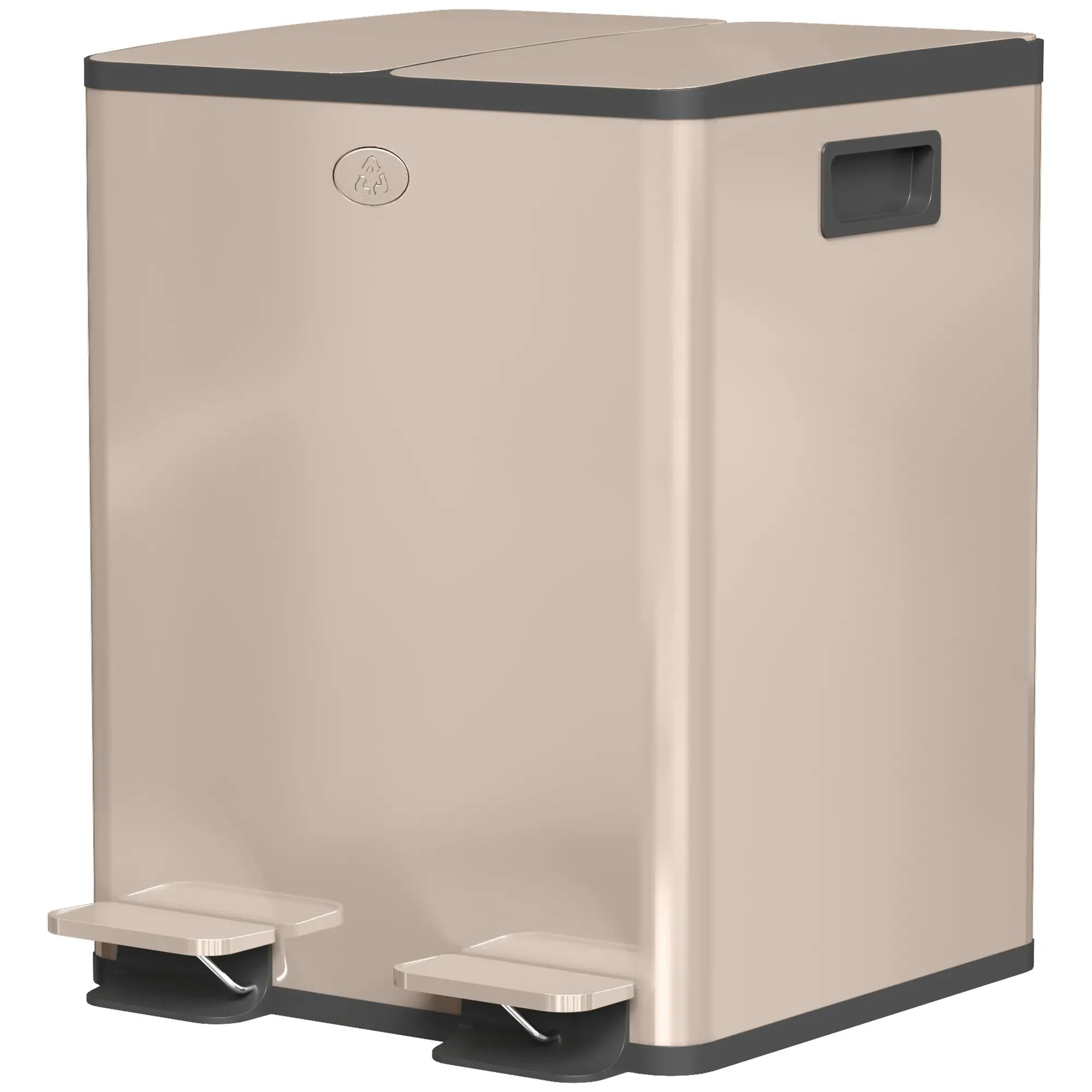 Dual Garbage Bin, Soft Close Trash Can, 2 x 20 Liter, Gold Household Supplies Gold at Gallery Canada