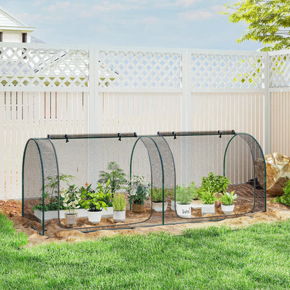 8' x 3' Crop Cage, Garden Plant Protector, 3 Zippered Doors, Black