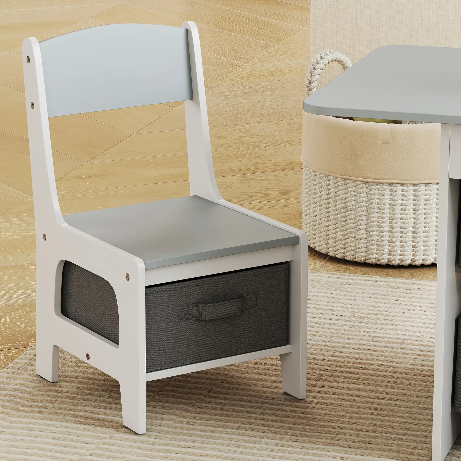 3 Piece Kids Table and Chair Set, 6 Removable Drawers, Light Grey Kids Table Sets at Gallery Canada