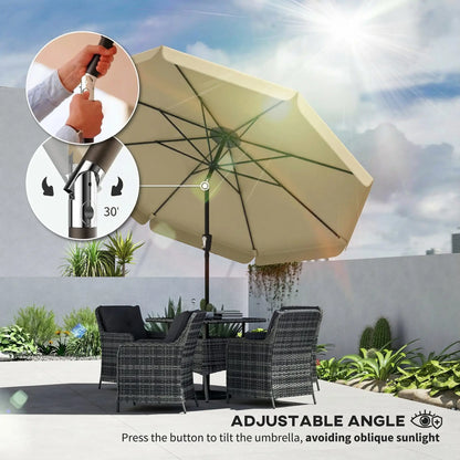 10 ft Outdoor Patio Umbrella, Push Button Tilt Crank, Khaki Sun Umbrellas at Gallery Canada