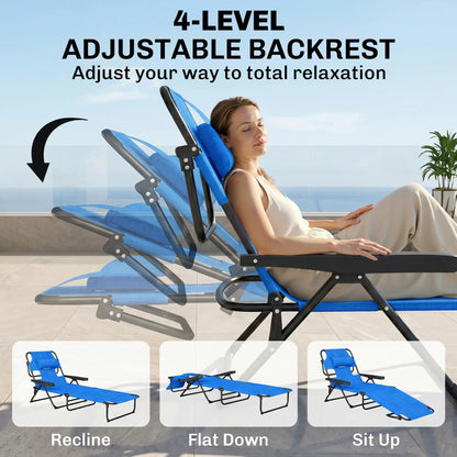 Folding Lounge Chair, Reclining Back, Dark Blue Lounger Chairs at Gallery Canada