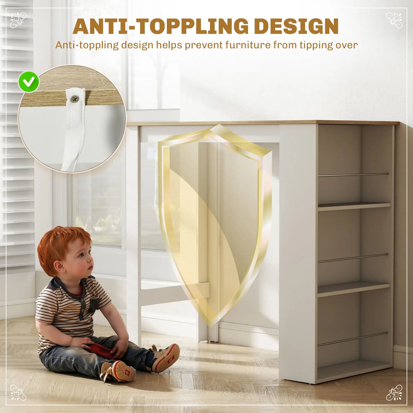 Modern Bar Table, 3 Storage Shelves, Kitchen Dining Room, White Bar Tables & Dining Tables at Gallery Canada