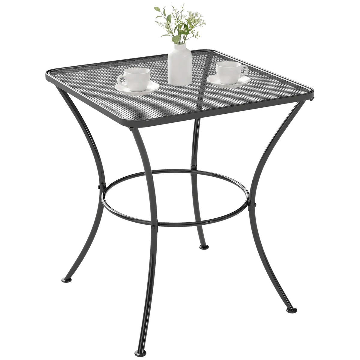 Square Metal Bistro Table, 23.6" x 23.6" x 27.6", Black Patio Side Tables at Gallery Canada