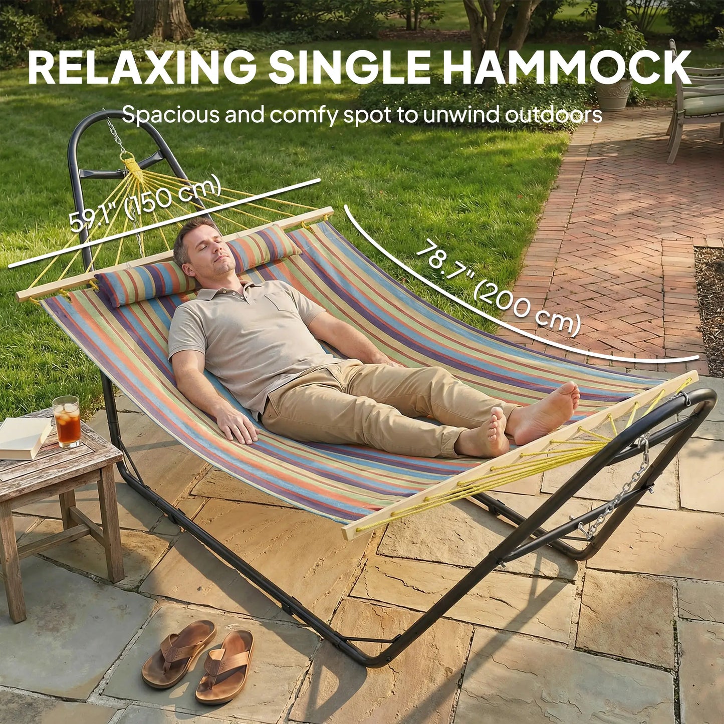 Heavy Duty Camping Hammock With Stand, Detachable Pillow, 264 lbs Capacity, Multicolor Hammocks with Stand at Gallery Canada