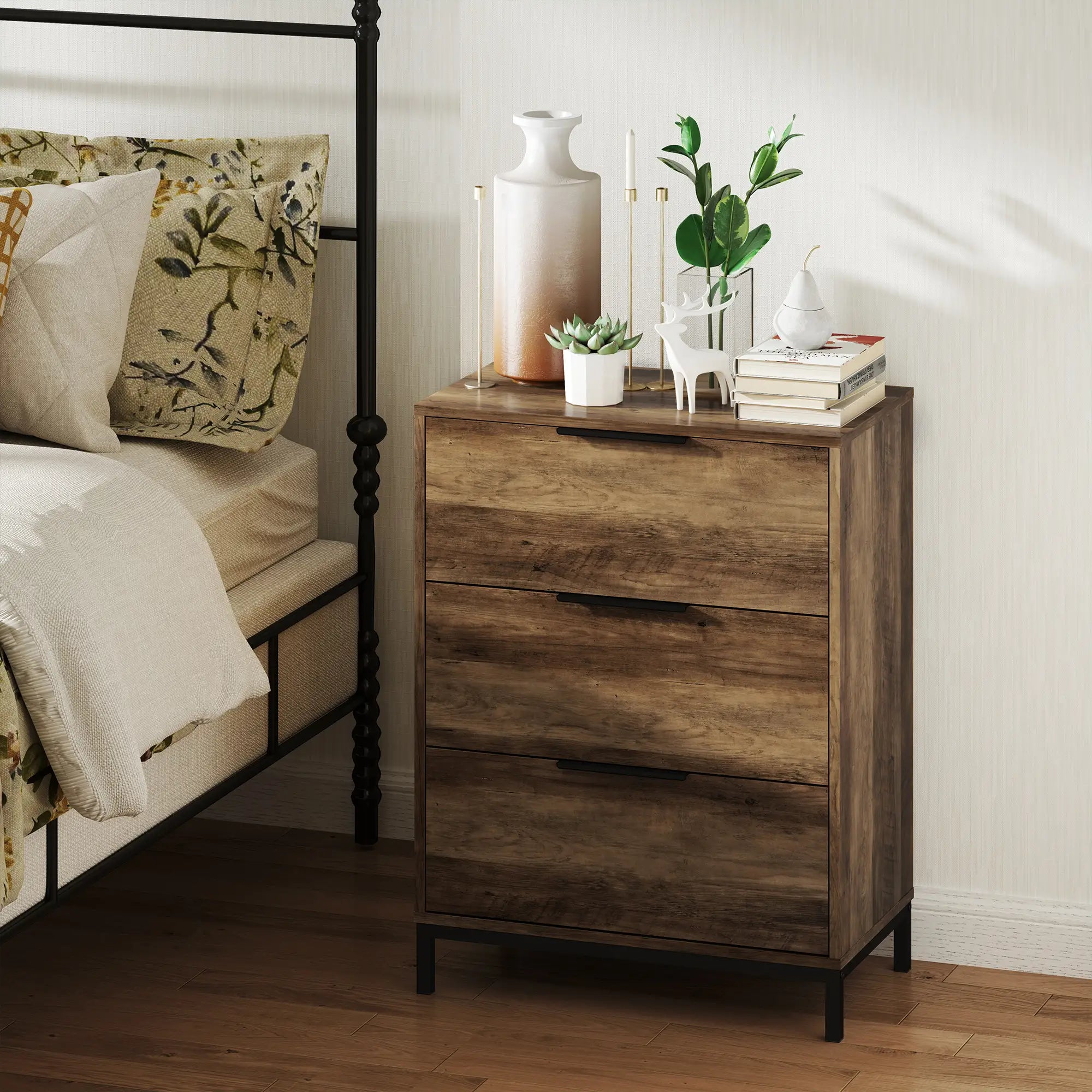 3 Drawer Dresser Tower, Chest for Bedroom, Hallway, Natural Storage Cabinets at Gallery Canada