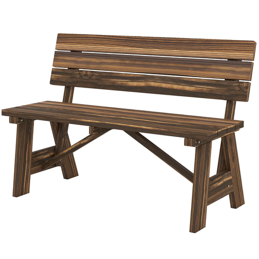 Wooden Garden Bench, 2-Person Patio Loveseat, Carbonized Outdoor Benches Carbonized at Gallery Canada