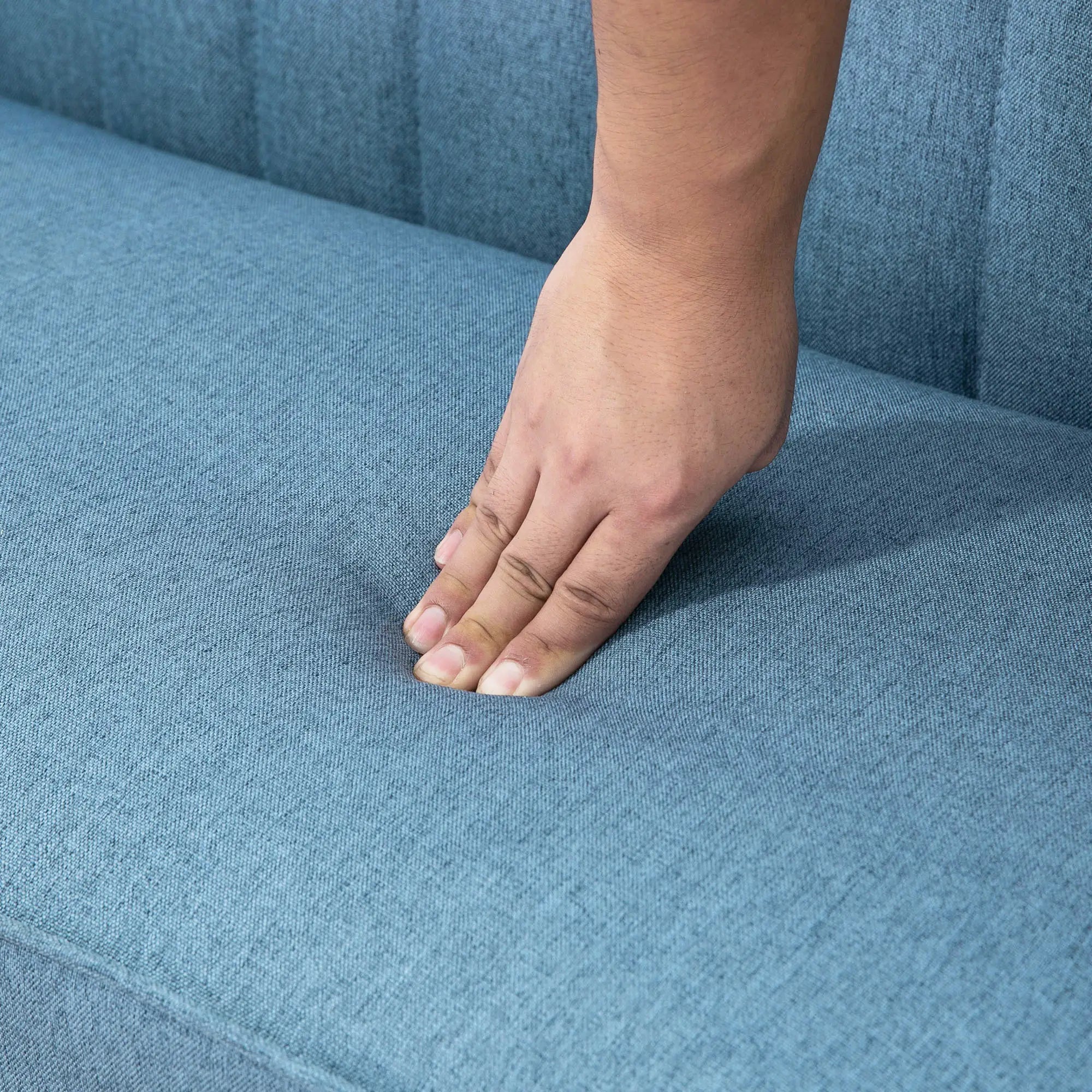 Modern 2 Seat Sofa, Upholstered Two Seater Couch, Rubber Wood Legs, Blue 2-Seater Sofas at Gallery Canada