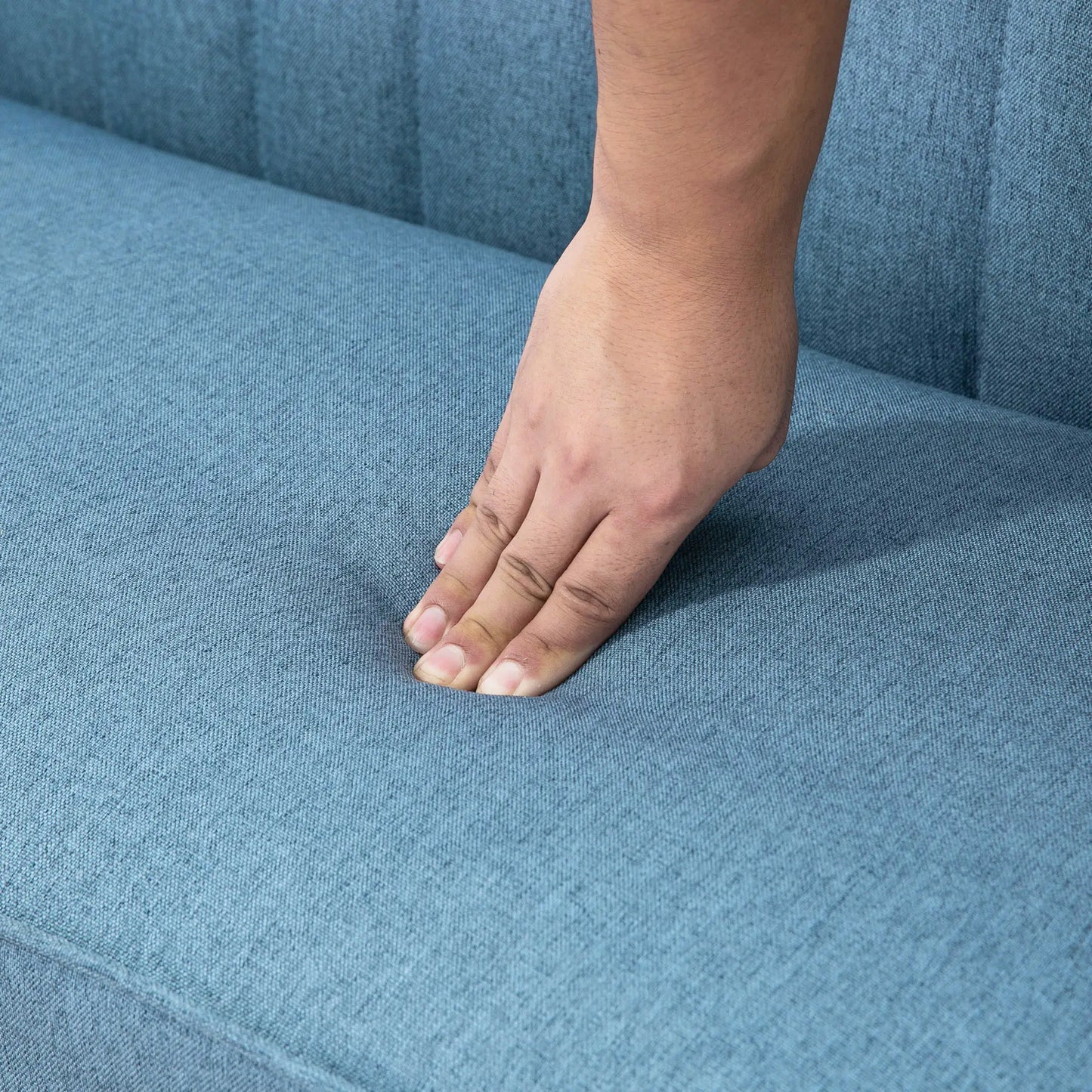 Modern 2 Seat Sofa, Upholstered Two Seater Couch, Rubber Wood Legs, Blue 2-Seater Sofas at Gallery Canada