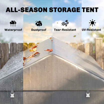 Portable Bicycle Shed, Galvanized Steel Frame, Large Door, Waterproof, Light Grey Sheds at Gallery Canada