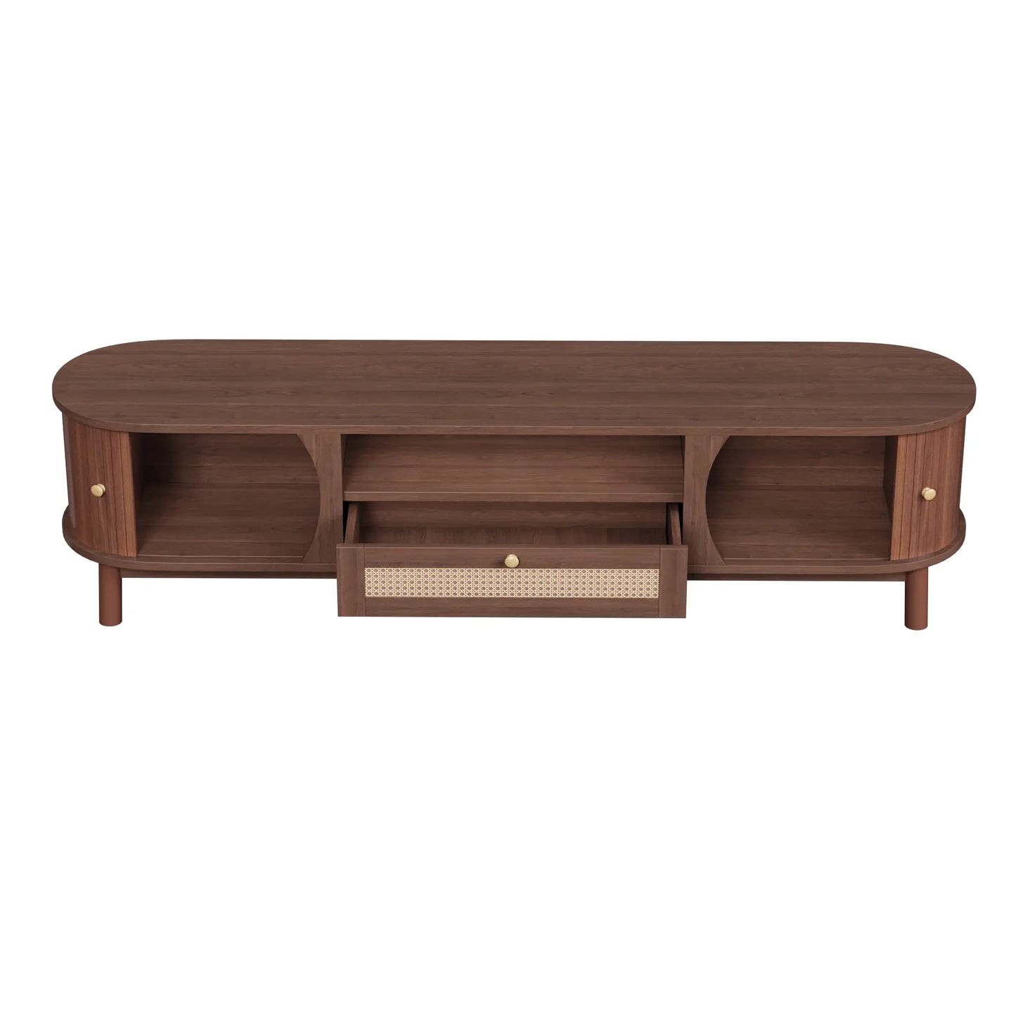 TV Stand, Solid Wood Doors, Drawers, 65" L x 14.5" W x 18" H, Natural Walnut TV Stands at Gallery Canada