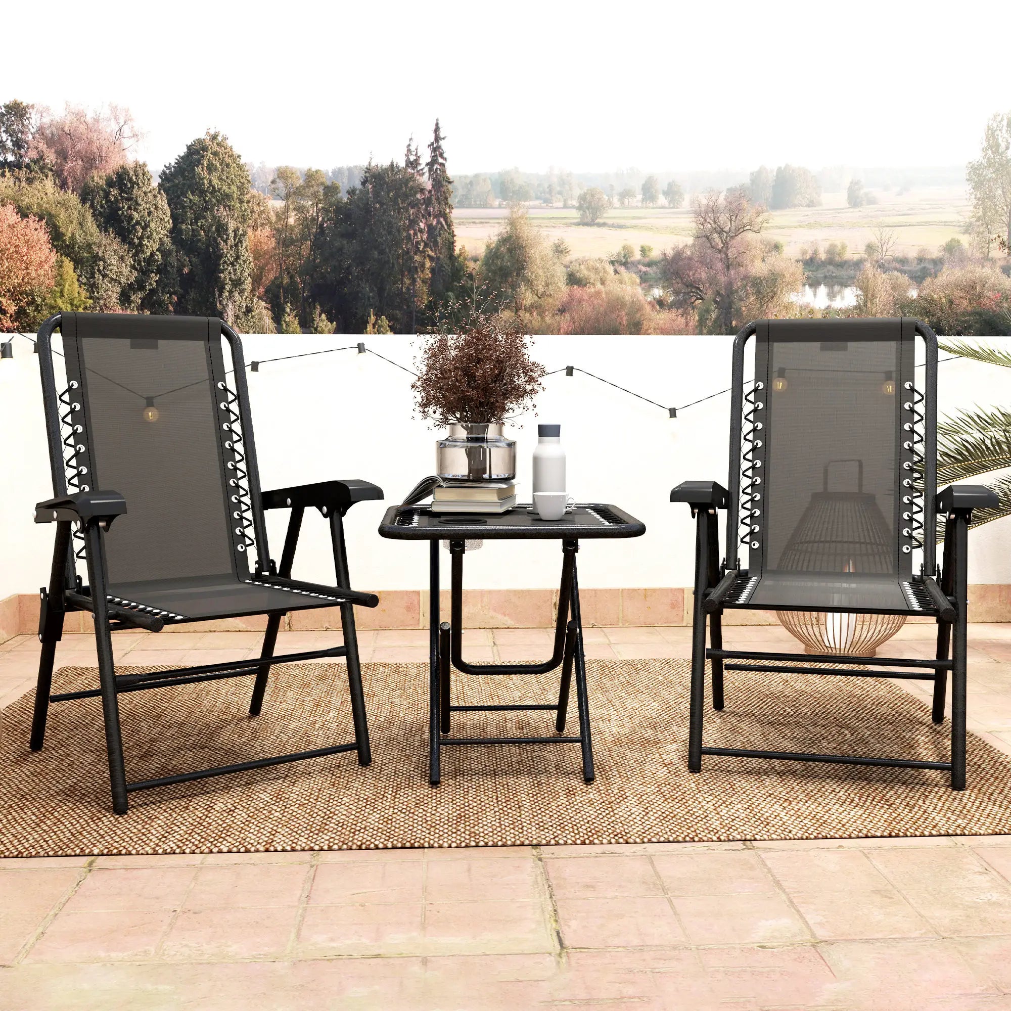 3-Piece Patio Bistro Set, Outdoor Folding Table & Chairs Bistro Sets at Gallery Canada