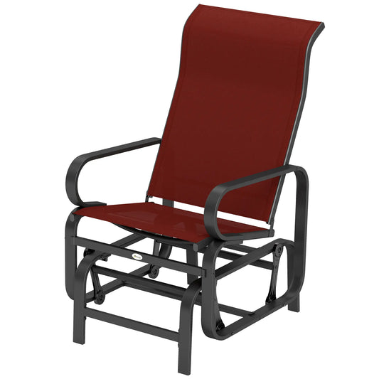 Outdoor Glider Chair, Breathable Mesh Fabric, Patio Garden Seat, Wine Red Outdoor Gliders Black, Wine Red at Gallery Canada