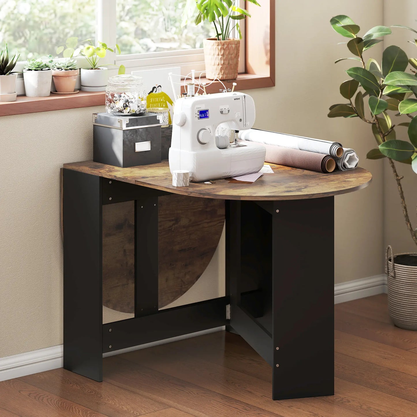 Oval Folding Dining Table, Drop Leaf Kitchen Table, Rustic Brown, Brown Dining Tables at Gallery Canada
