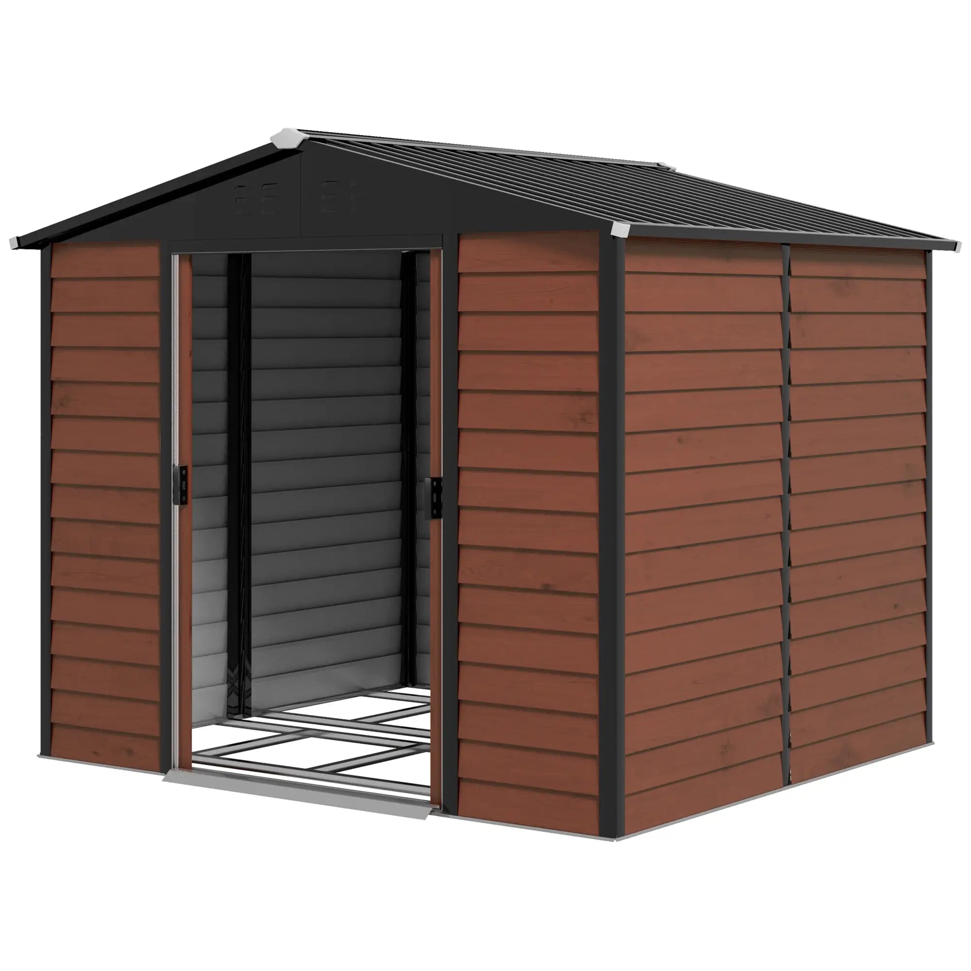 8' x 7' Outdoor Storage Shed, Galvanized Steel, Lockable Doors, Floor Frame Sheds Teak at Gallery Canada