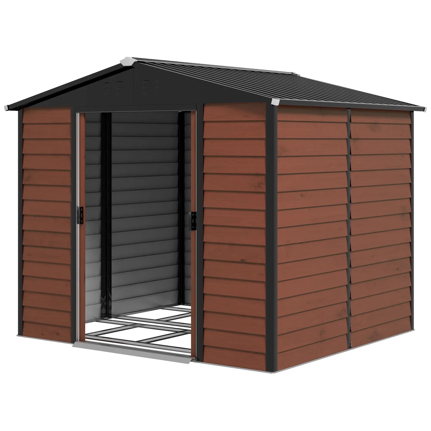 8' x 7' Outdoor Storage Shed, Galvanized Steel, Lockable Doors, Floor Frame Sheds Teak at Gallery Canada