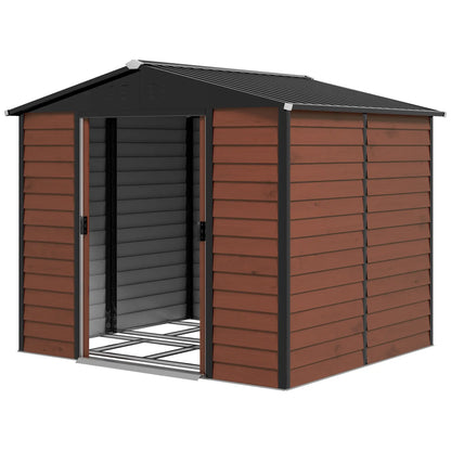8' x 7' Outdoor Storage Shed, Galvanized Steel, Lockable Doors, Floor Frame Sheds Teak at Gallery Canada