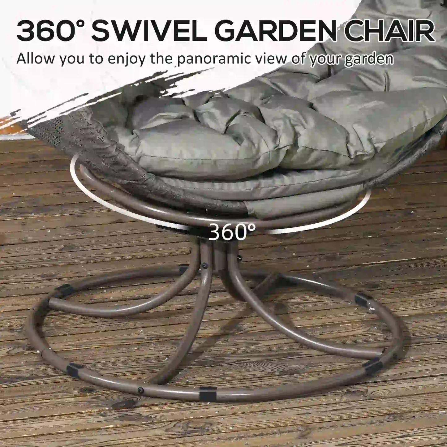 Patio Egg Chair, Swivel Base, Foldable, Large Seat Cushion, Cup Holder, Indoor Outdoor Patio Chairs at Gallery Canada