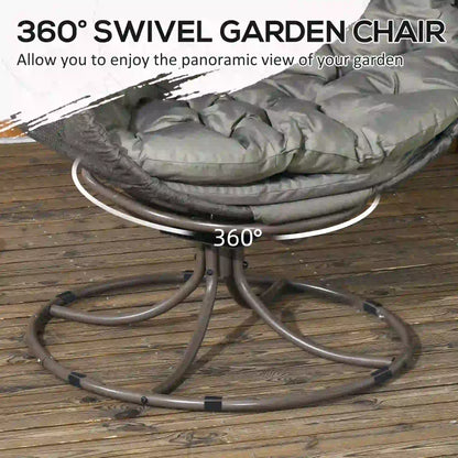 Patio Egg Chair, Swivel Base, Foldable, Large Seat Cushion, Cup Holder, Indoor Outdoor Patio Chairs at Gallery Canada