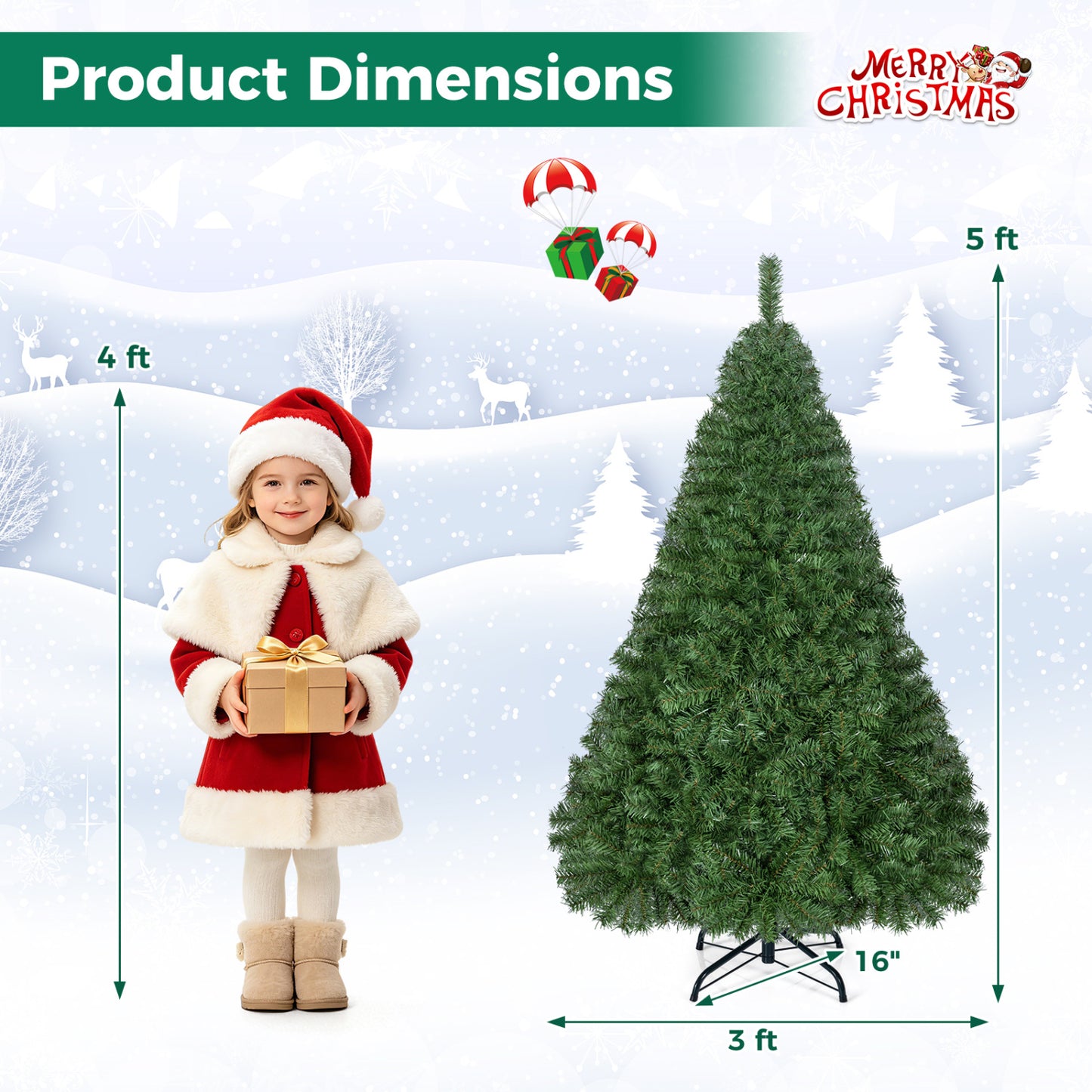 5ft Automatic Christmas Tree, 519 Full PVC Branch Tips