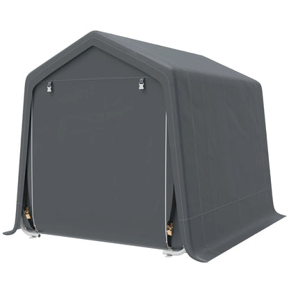7.9' x 6.6' Garden Storage Tent, Metal Frame, Double Zipper Doors, Dark Grey Car Shelters Dark Grey at Gallery Canada