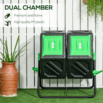 Rotating Composter, Dual Chamber Bin, 24 Vents, Steel Legs, 34.5 Gallon, Green Garden Accessories at Gallery Canada