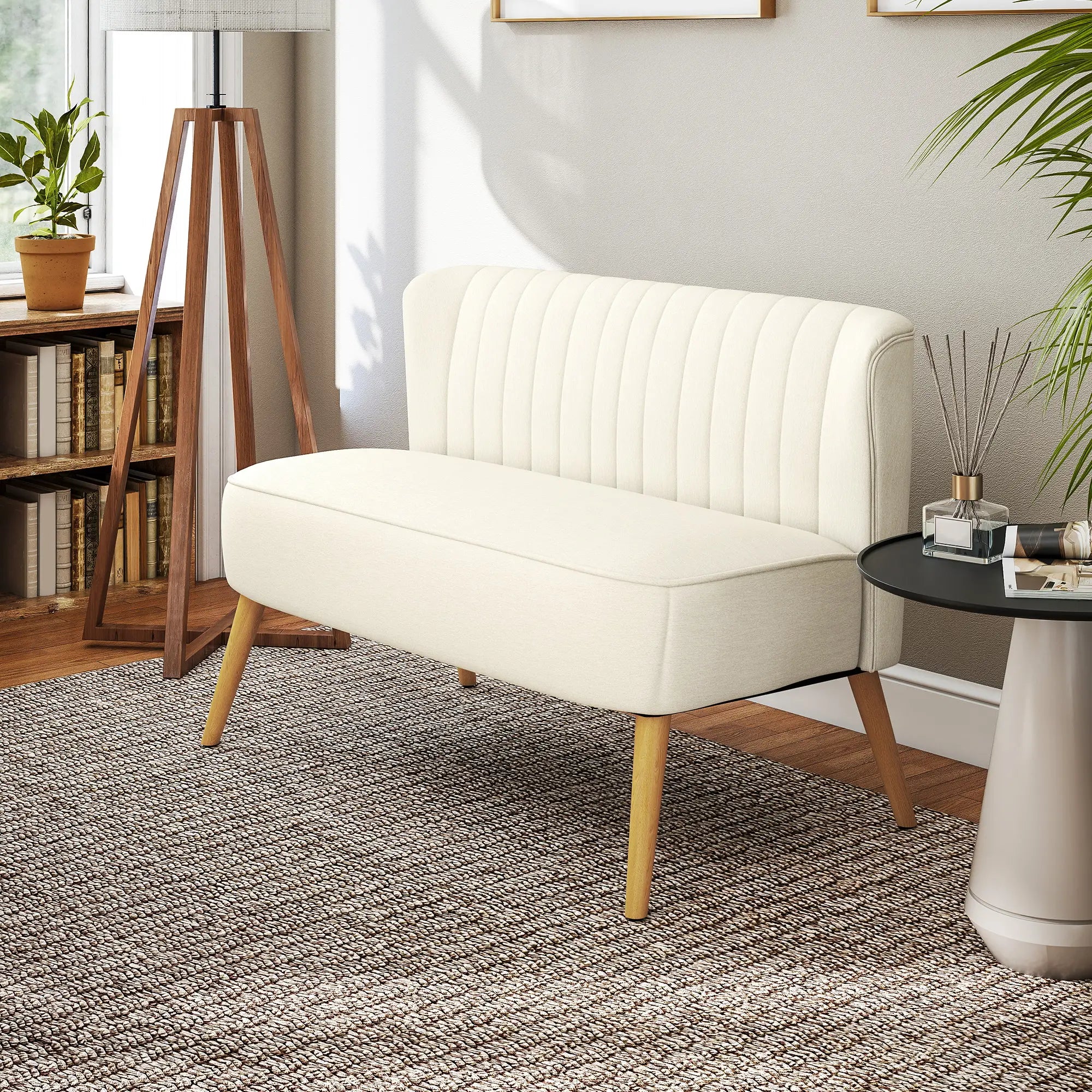 Modern 2 Seat Sofa, Upholstered Two Seater Couch, Cream White 2-Seater Sofas at Gallery Canada