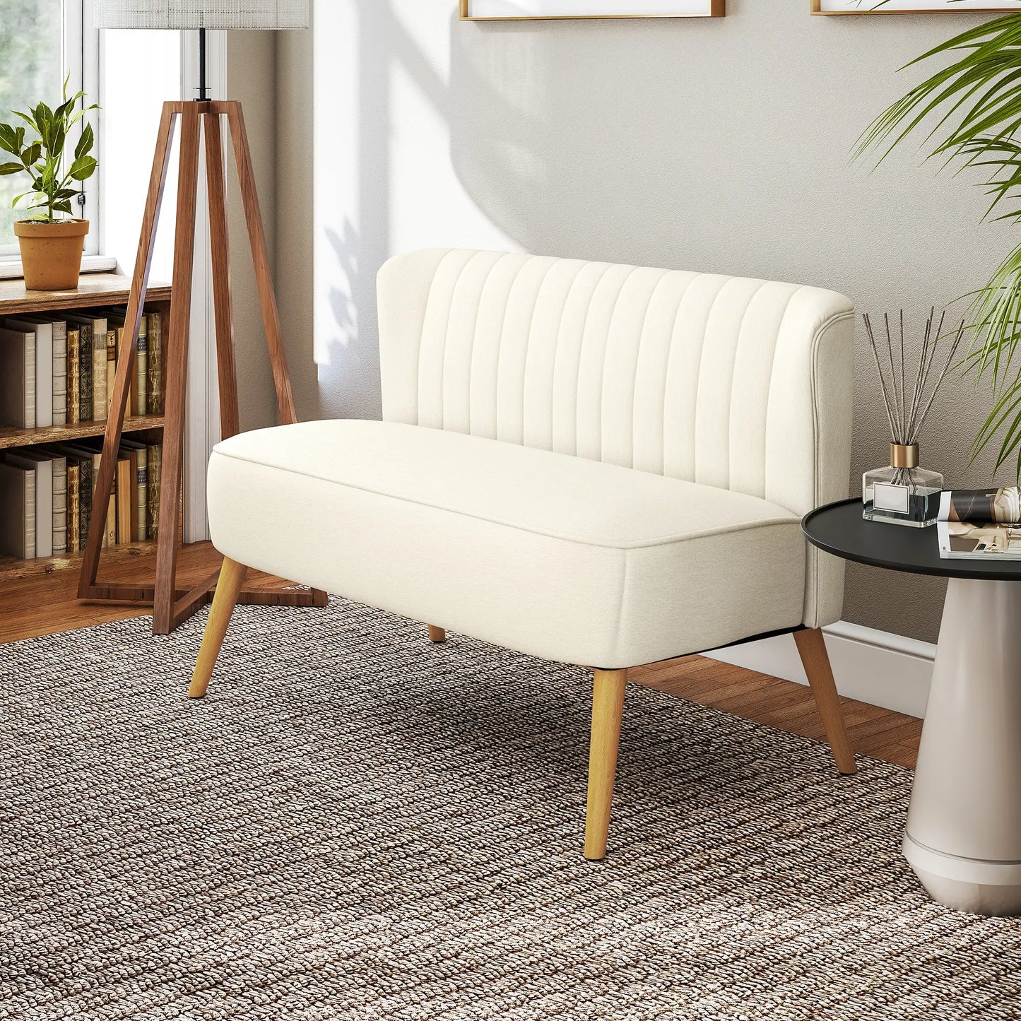 Modern 2 Seat Sofa, Upholstered Two Seater Couch, Cream White 2-Seater Sofas at Gallery Canada