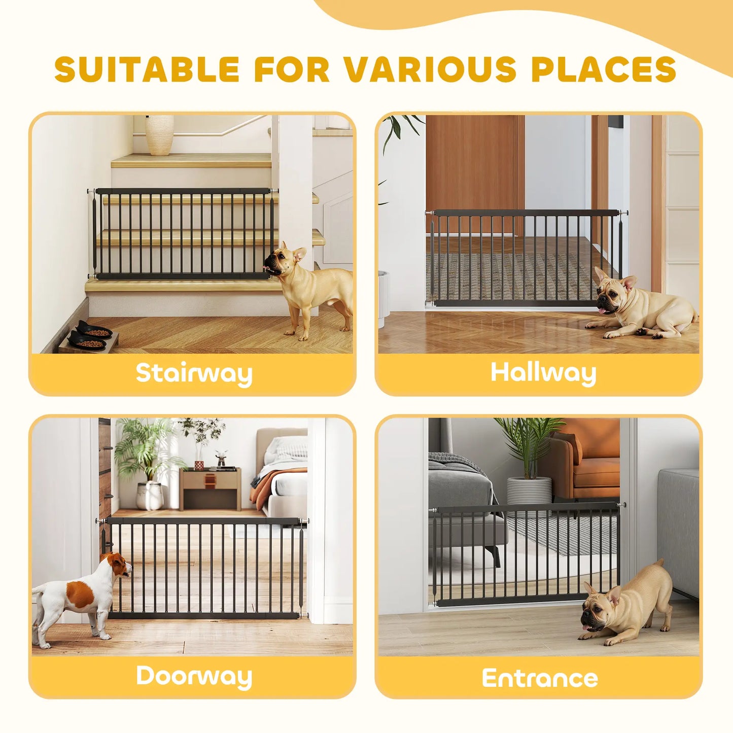 26"-37" Dog Gate, 18" Tall, 2 Extension, Pressure Mount, Black Pet Gates at Gallery Canada