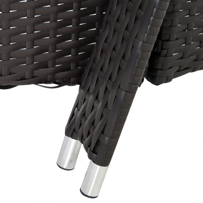 Wicker Chaise Lounge, Outdoor PE Rattan Sun Lounger, Adjustable Backrest, 5-Level, Deep Coffee Cream White, Cream White Chaise Loungers at Gallery Canada