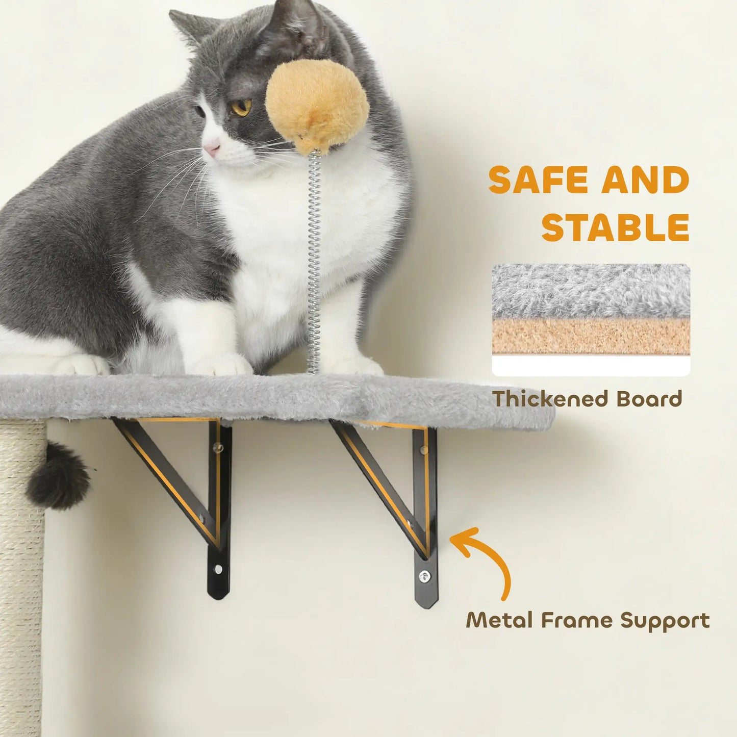 Cat Wall Shelves, 4 Pcs Set with Scratching Posts, Condo, Hammock, Perchs, Light Grey Cat Climbing Wall at Gallery Canada