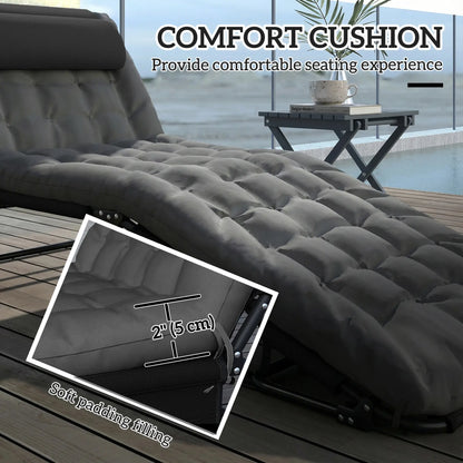 Folding Lounge Chair, 4-Level Reclining Back, Dark Grey Lounger Chairs at Gallery Canada