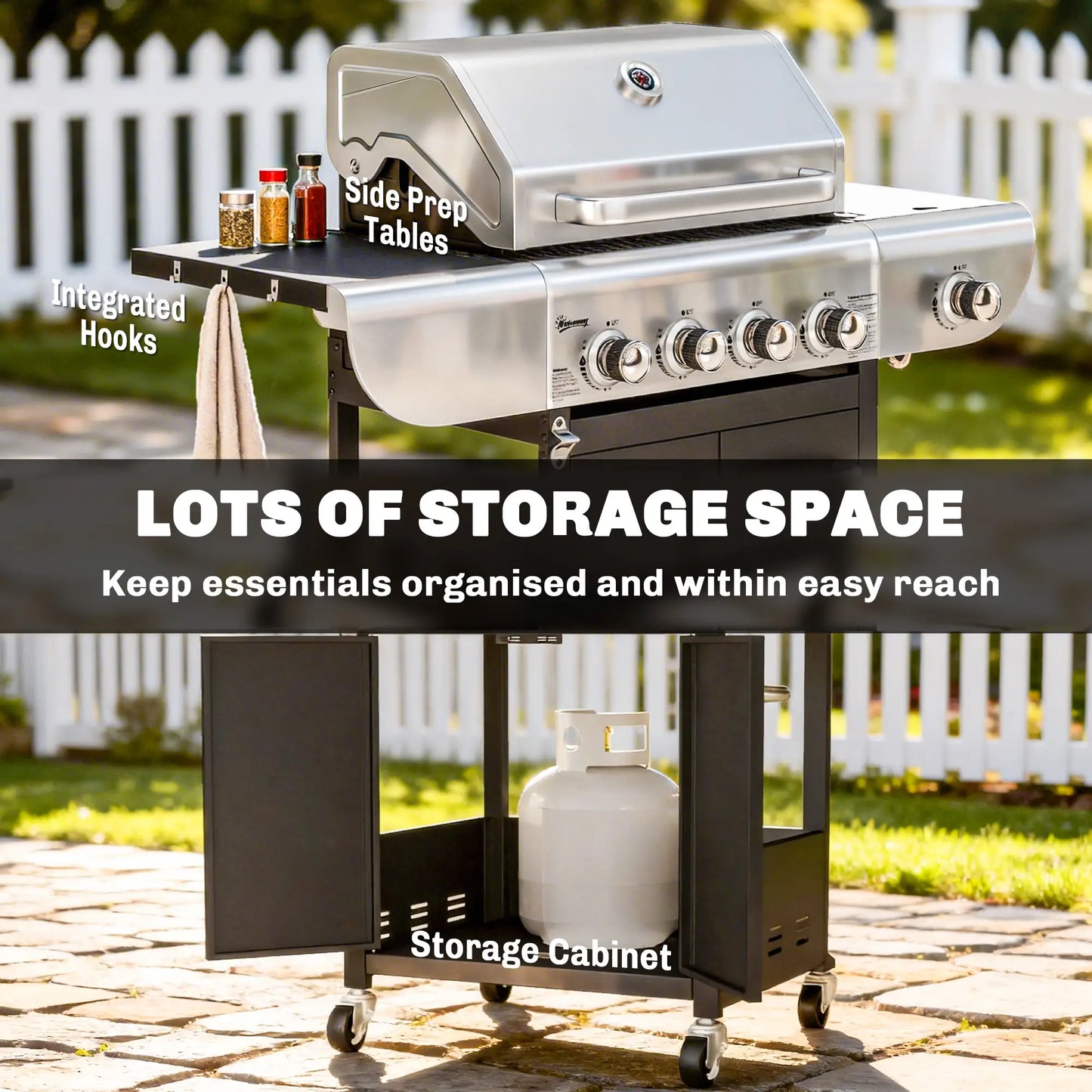 4 Burner Propane Gas Grill, 53,000 BTU, Cast Iron Grates, Wheels, Warming Rack Propane Gas Grills at Gallery Canada