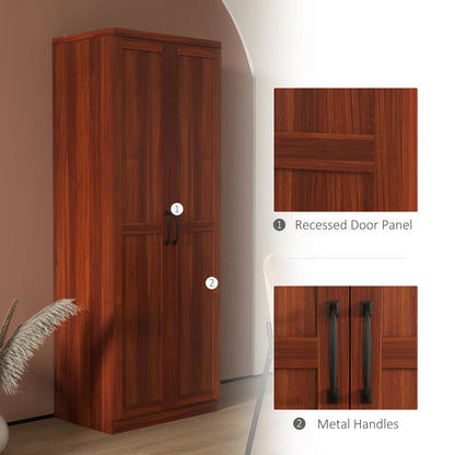 63" Kitchen Storage Cabinet, 5-Tier Pantry with Doors, Adjustable Shelves, Tan Kitchen Pantry Cabinets at Gallery Canada