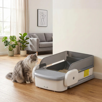 Automatic Cat Litter Box, Self Cleaning, App Control, Open Top, Grey Cat Litter Box Enclosures at Gallery Canada