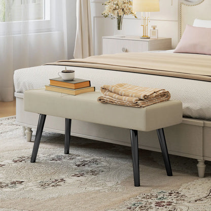39 Inches Upholstered Bedroom Bench, Modern, Cream White Storage Ottomans & Benches at Gallery Canada