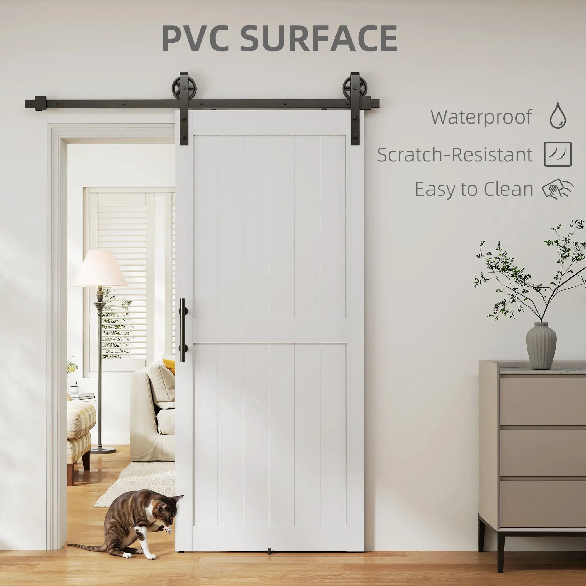 36inx84in Barn Door, 6FT Sliding Hardware Kit, White Door Hardware at Gallery Canada