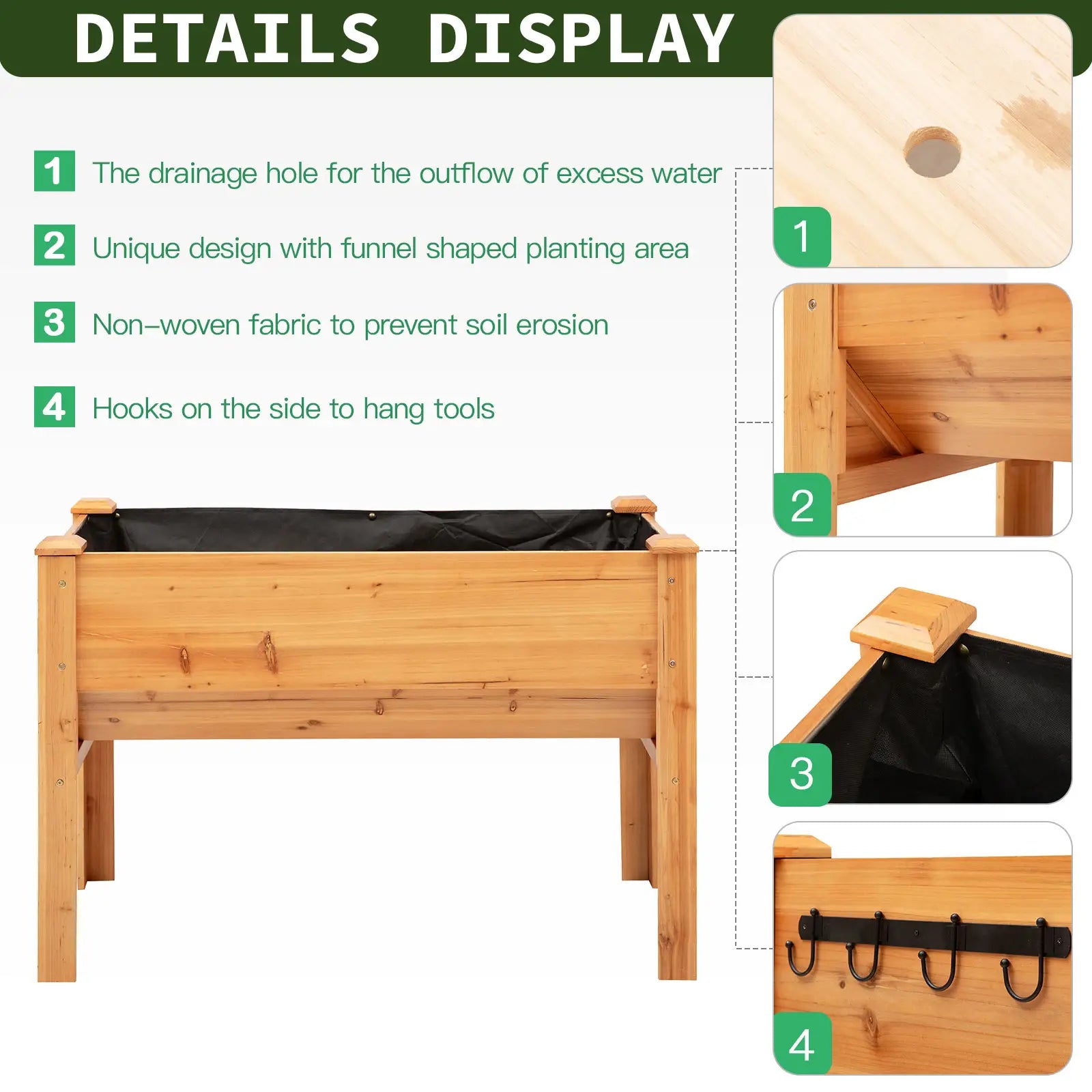 Wooden Raised Garden Stand, 48