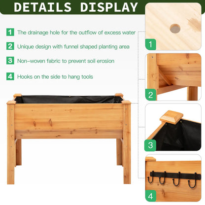 Wooden Raised Garden Stand, 48" x 24" x 32", Nature Wood Elevated Garden Beds at Gallery Canada