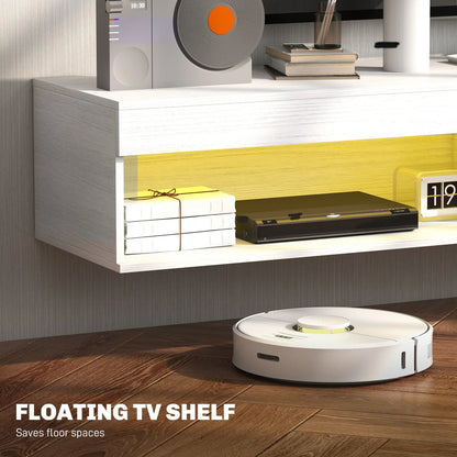 Wall Mounted TV Stand With Storage, LED Lights, For TVs Up To 75", White TV Stands at Gallery Canada